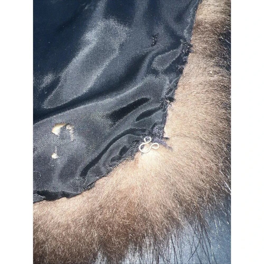 VTG Genuine Mink Fur Collar Brown Lined w/ Hook & Eye Closure 1960s 28
